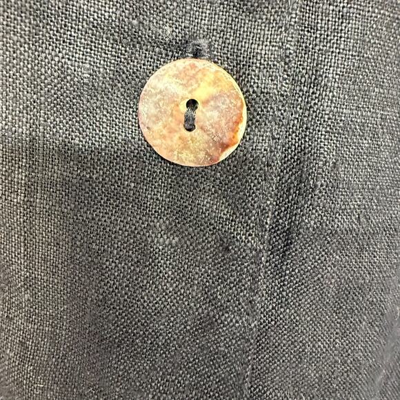Kathleen Sommers Shirt Womens S Black Linen Button Front Pocket USA Minimalist - Picture 5 of 9